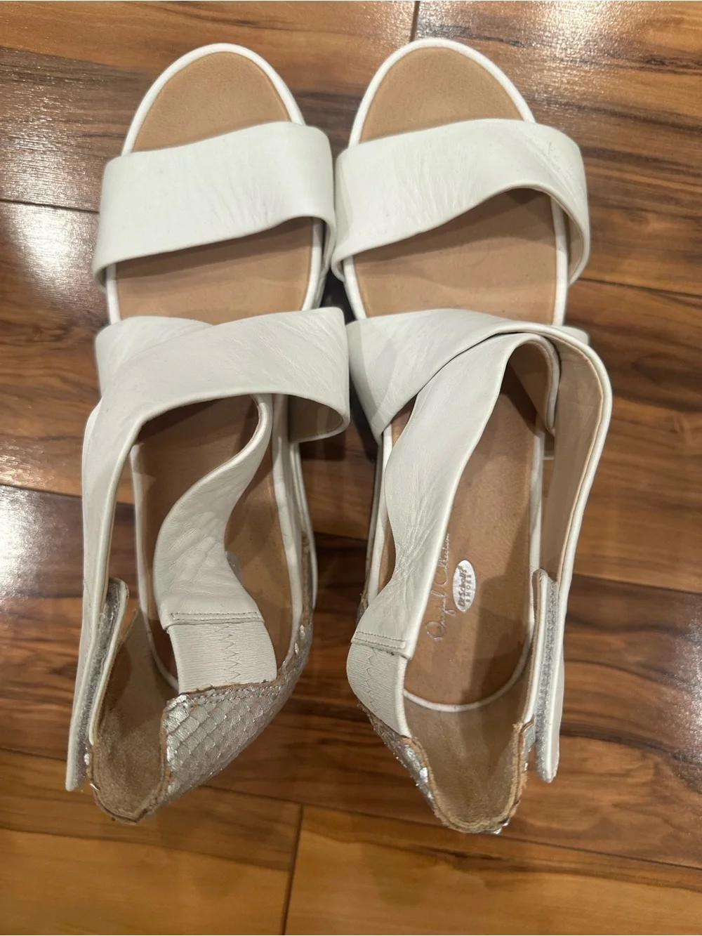 Dr. Scrolls high ankle Women's Platform Sandal with Silver Heel accent 10M